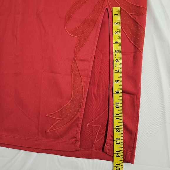 Anthropologie Maeve Bombshell Bow Midi Pencil Skirt In Red Size Large NWT - Picture 10 of 14